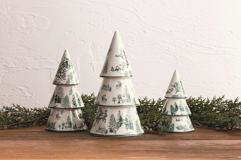 MP Lg Green Toile Ceramic Tree 10"