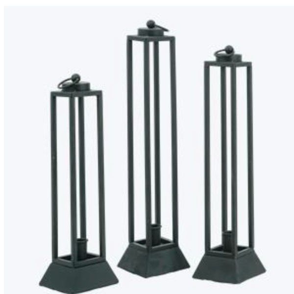 Yng Lg Blk Tall Metal Candle Lantern 19x4x4