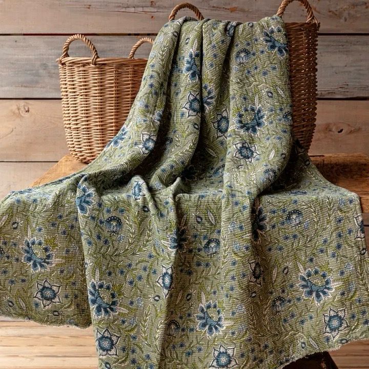 PVH Plumbago Botanical Print Cotton Throw