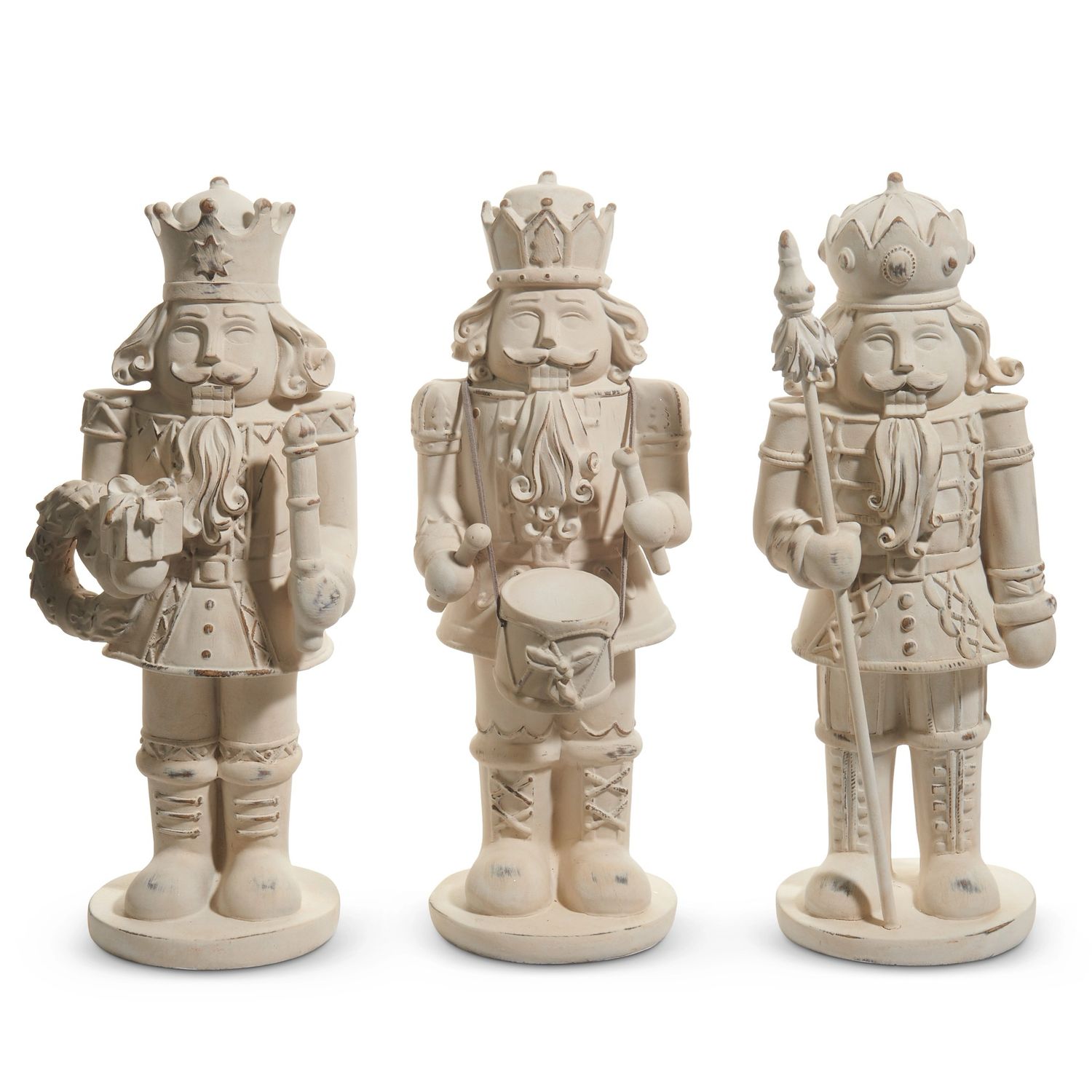 Raz 11.75&quot; Wreath Dist Whitewashed Nutcracker