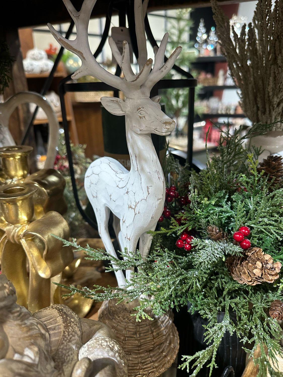 Raz Sm Whitewashed Deer 15&quot;