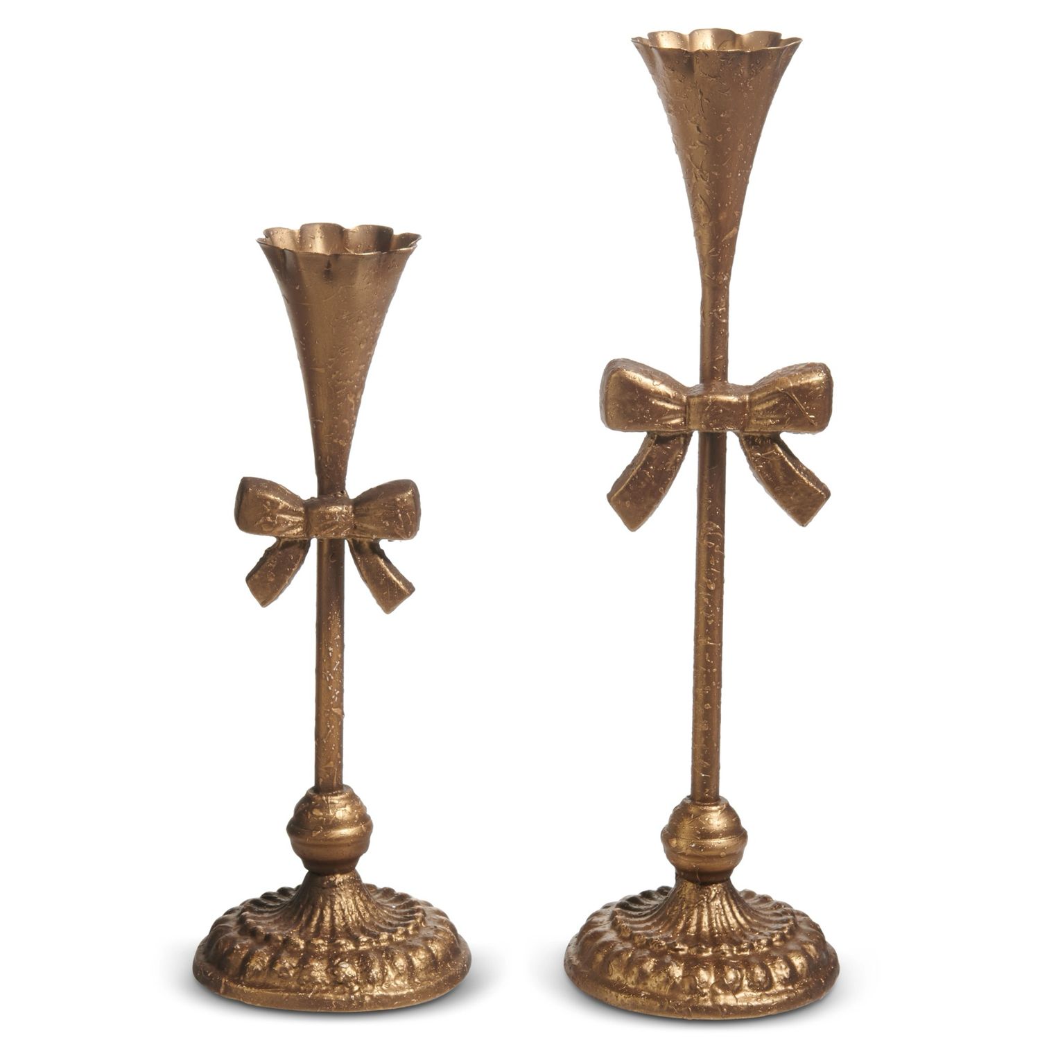 Raz Sm 10&quot; Bow Candlestick Flower Top