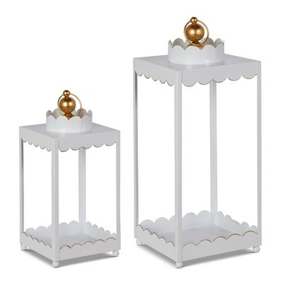 Raz 14" White Scalloped Lantern