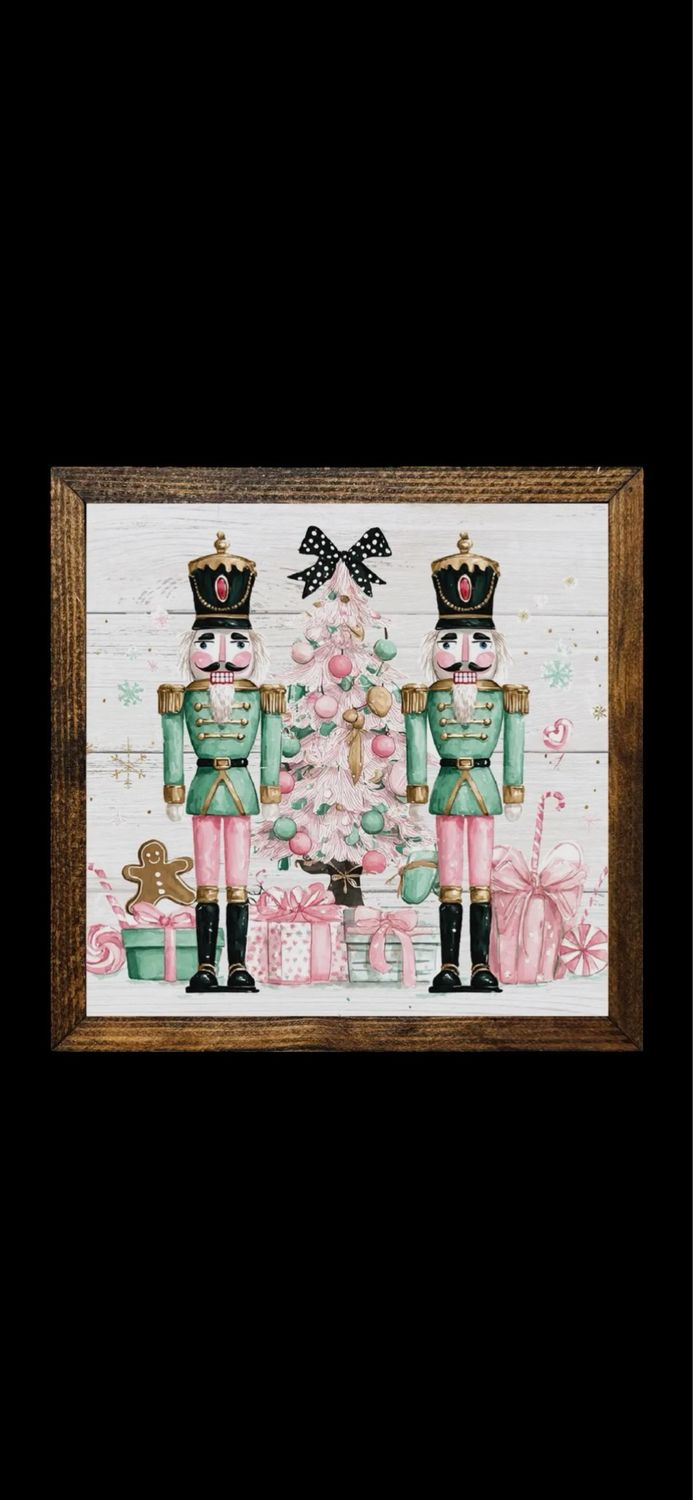Jarmz 9x9 Mint Green Pink Nutcrackers &amp; Tree