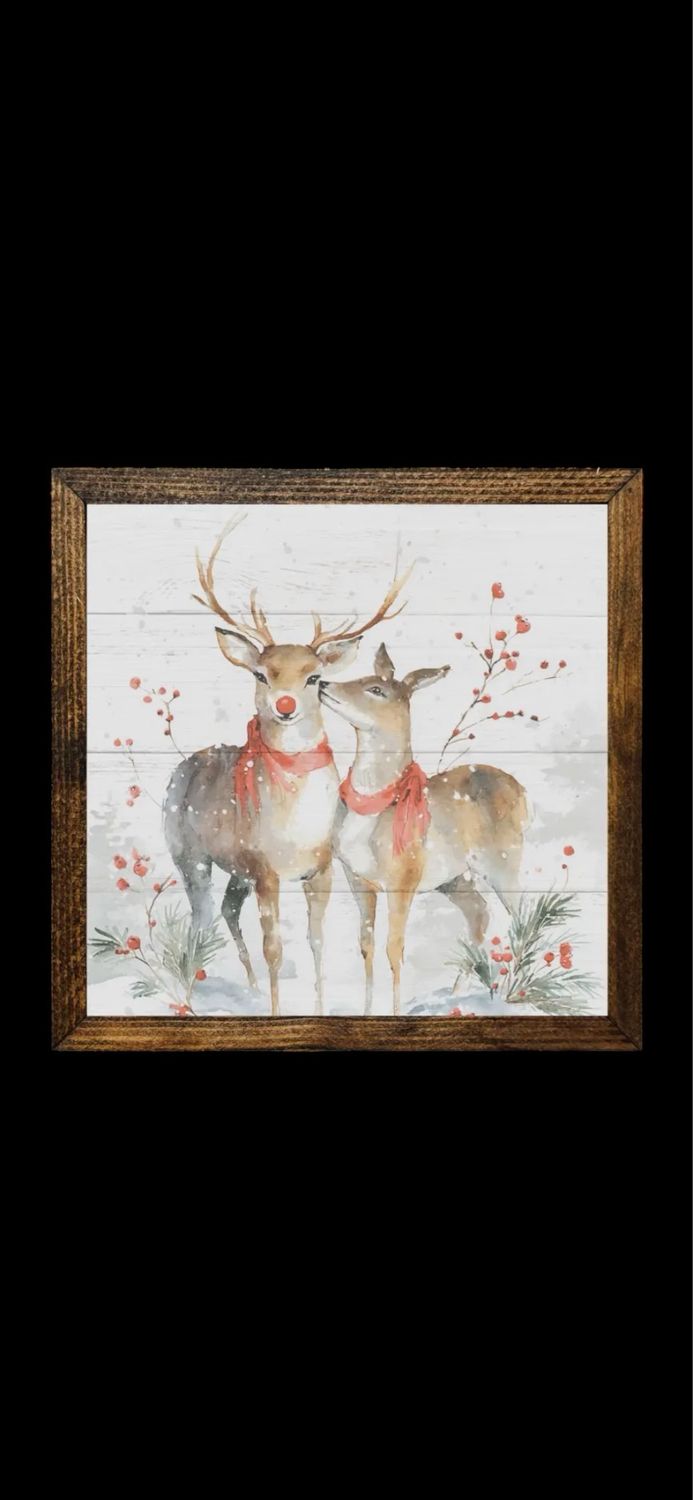 Jarmz 16x16 Sweet Rudolph &amp; Girl Deer Red Scarf