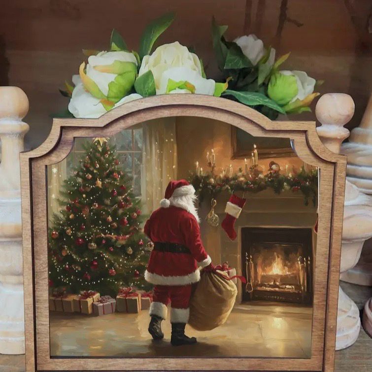 Red 10x9 Fireplace Santa
