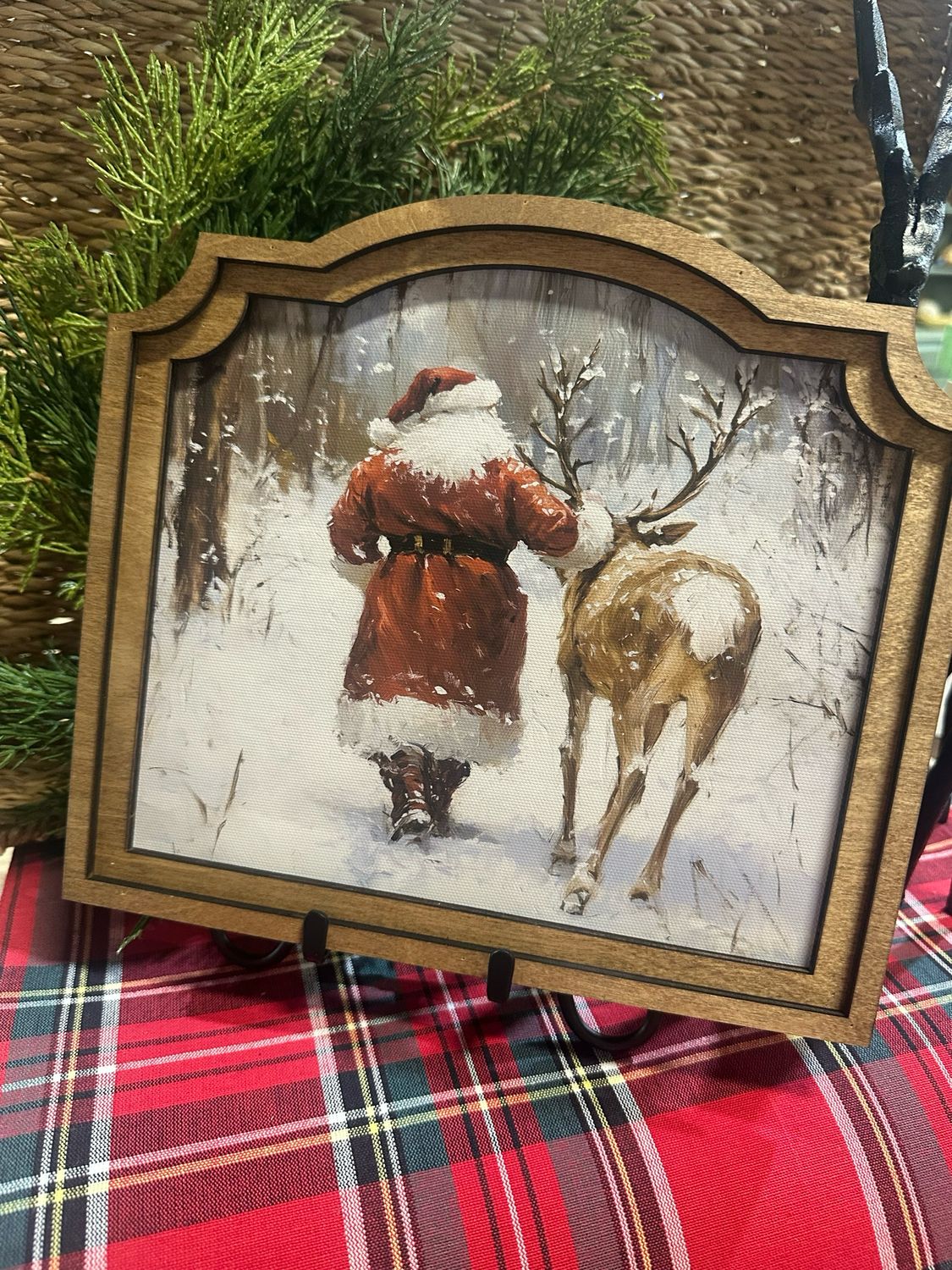 Red 10x9 Santa With Reindeer