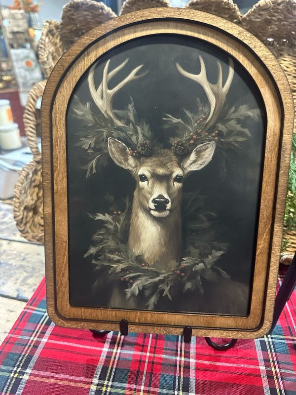 Red Arch Wreath Deer 8x6