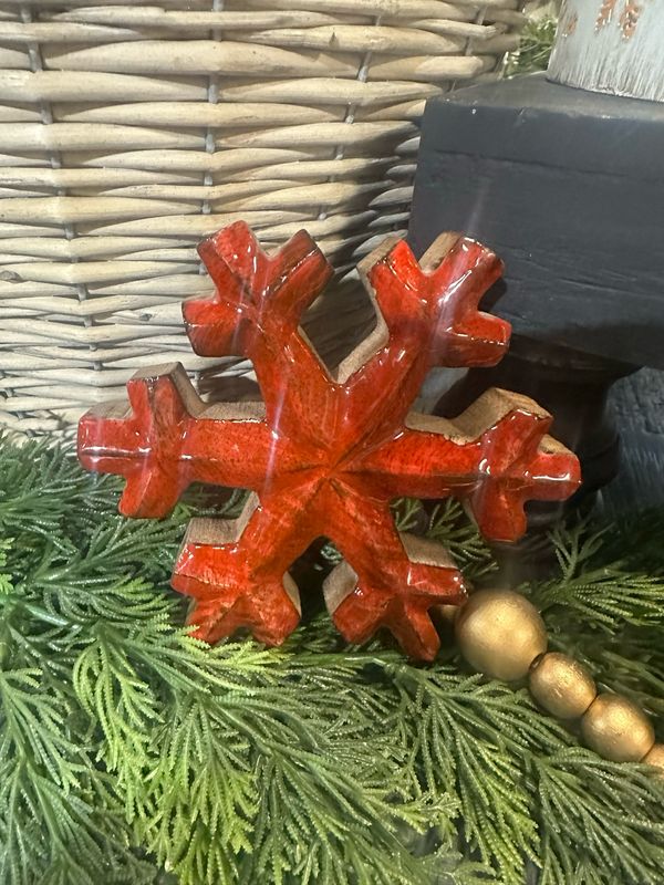 WTC Sm Ruby Red Snowflake Block 4.75&quot;