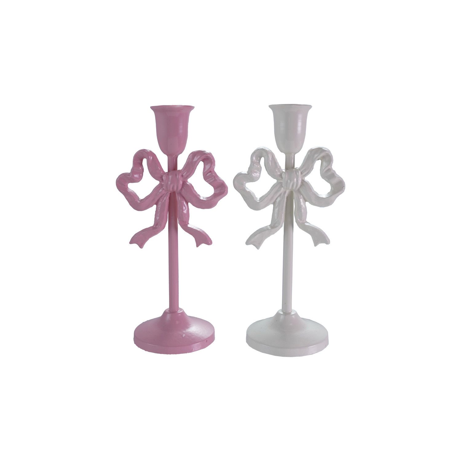 CCO 10&quot; White Bow Metal Candle Holder