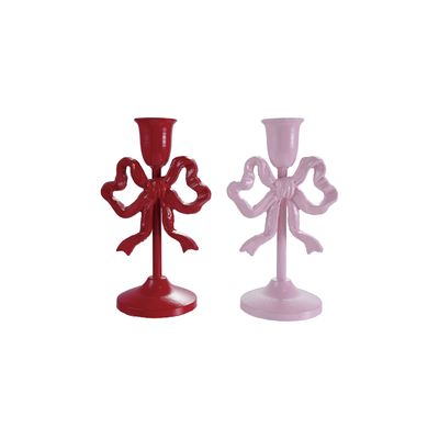 CCO 8&quot; Lt Pink Bow Metal Candle Holder