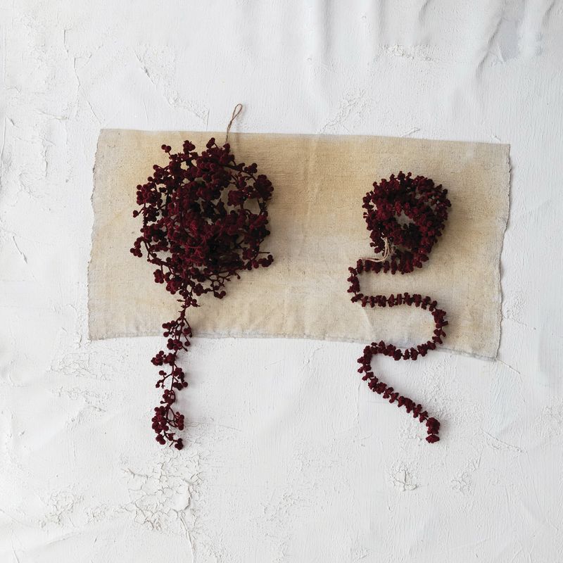 CCO 72&quot; Burgundy Foam Flocking Garland