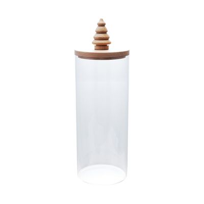CCO 12x4 Glass Canister w/wood Lid &amp; Tree Knob