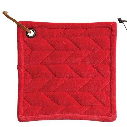 CCO 8&quot; Red Velvet Pot Holder w/leather Loop