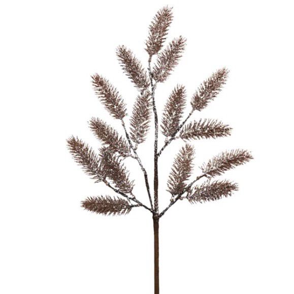 CCO Brown 20&quot; Faux Pine Spray w/glitter Ice Finish