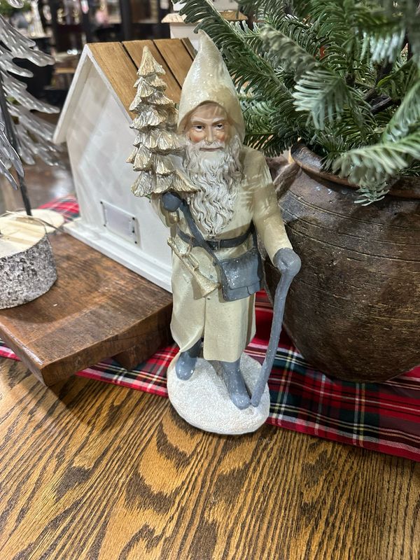 ARL 12&quot; Walking Stick &amp; Tree Glittered Santa