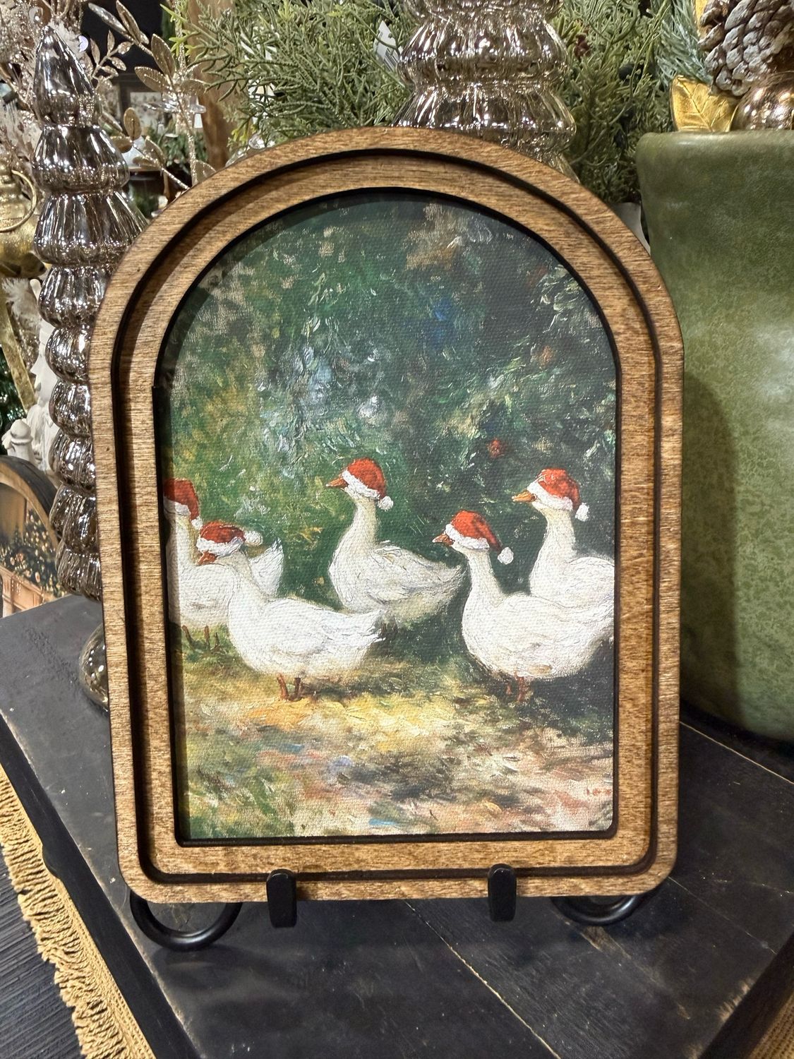 Red Arch Christmas Geese 8x6
