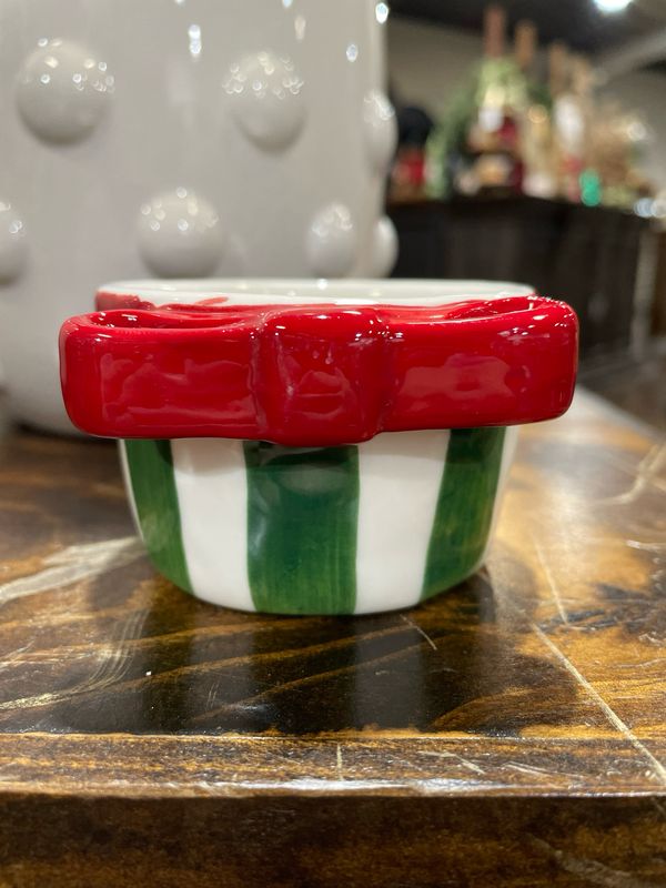 MP Red Bow Xmas Tidbit Bowl