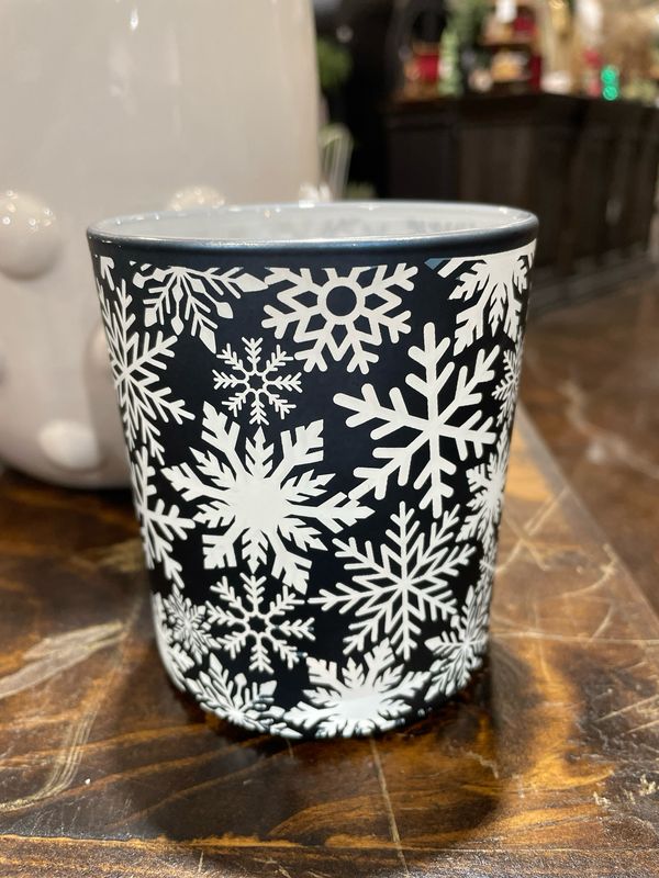 WTC Sm Blue Snowflake Glass Jar 3.8"