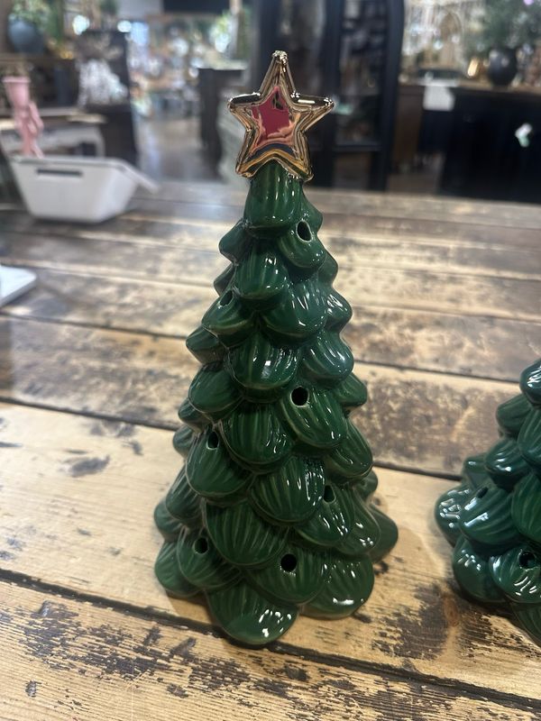 Pdg 9.5" LED Green Tree Gold Star