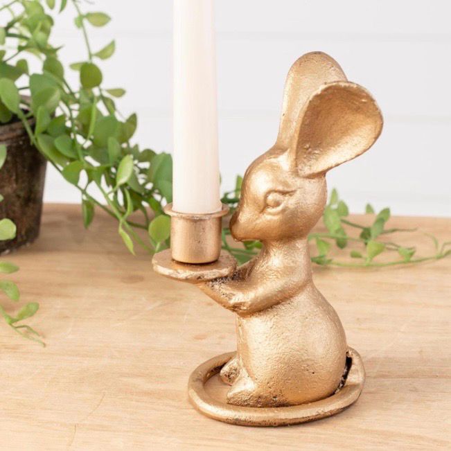 Aud Gold Mouse Candle Holder 6"