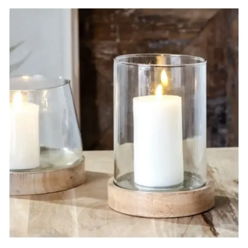 Pdg 8.66" Glass Cylinder Wood Base