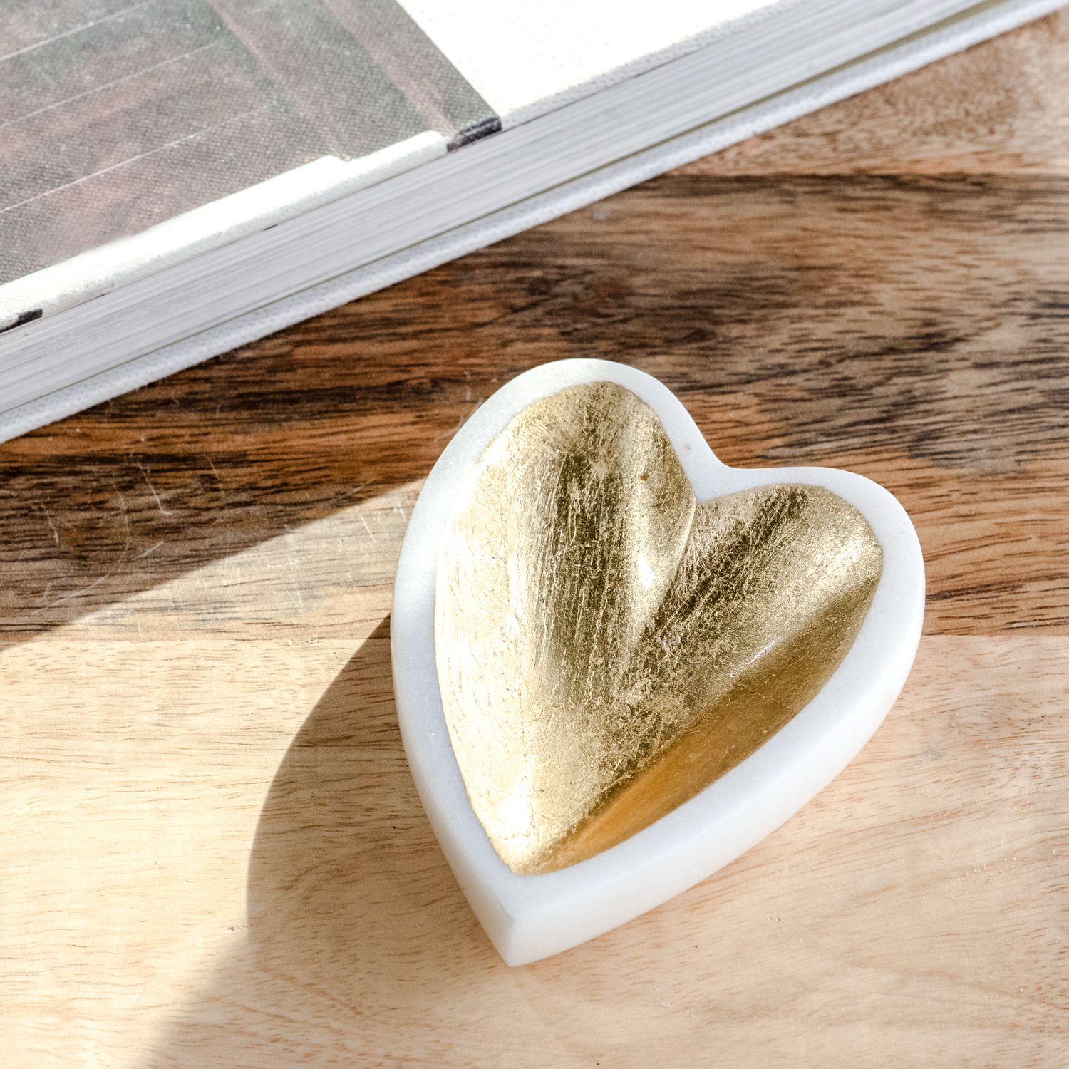 PDG Gold Marble Heart Tray