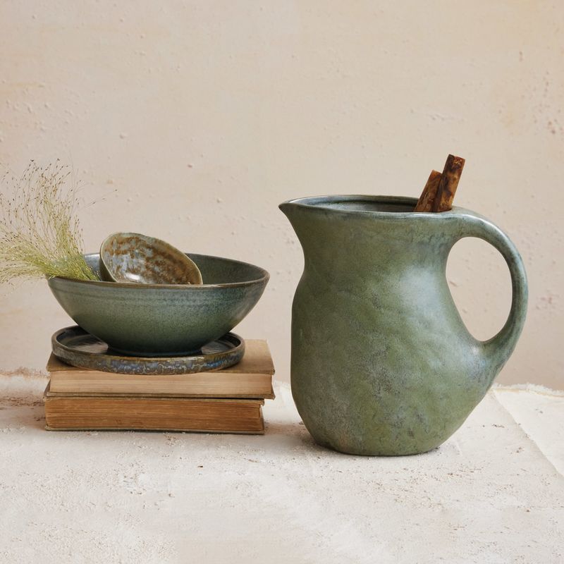CCO 80oz Green Stoneware Pitcher 9x5x8.5