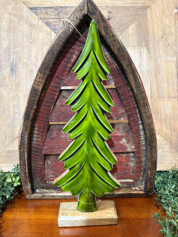 WTC 16" Wood &amp; Green Enamel Tree