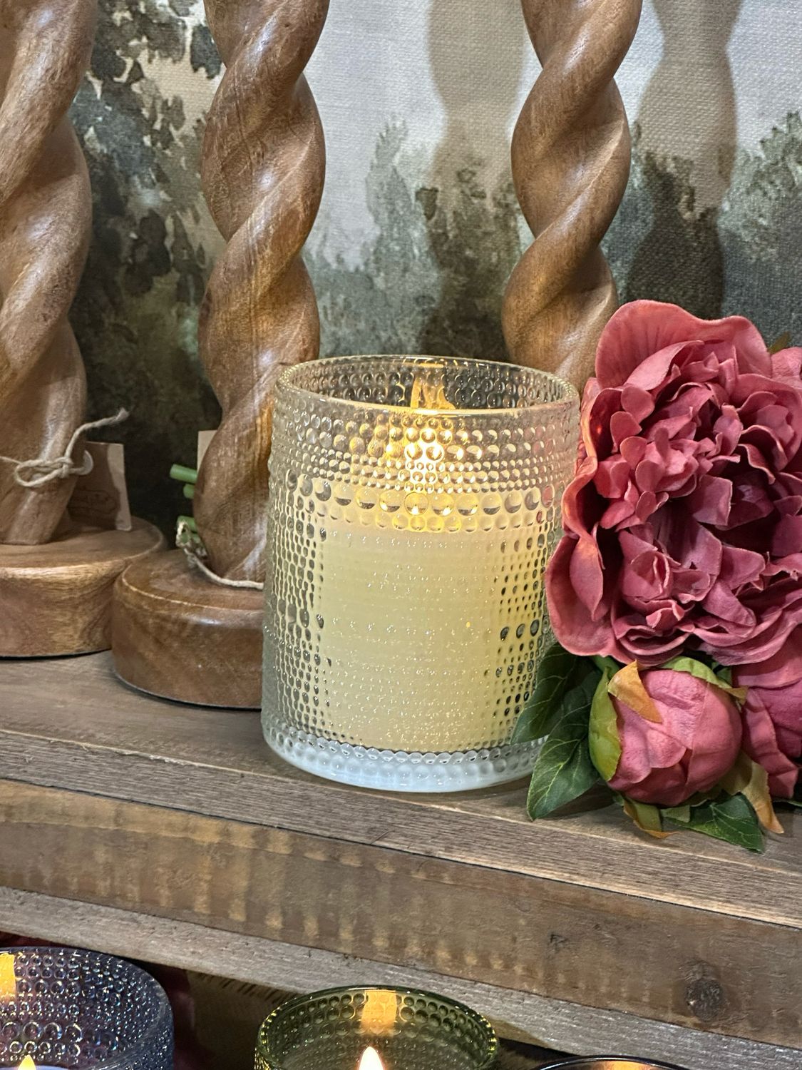 Pdg 5" LED Beaded Glass Candle