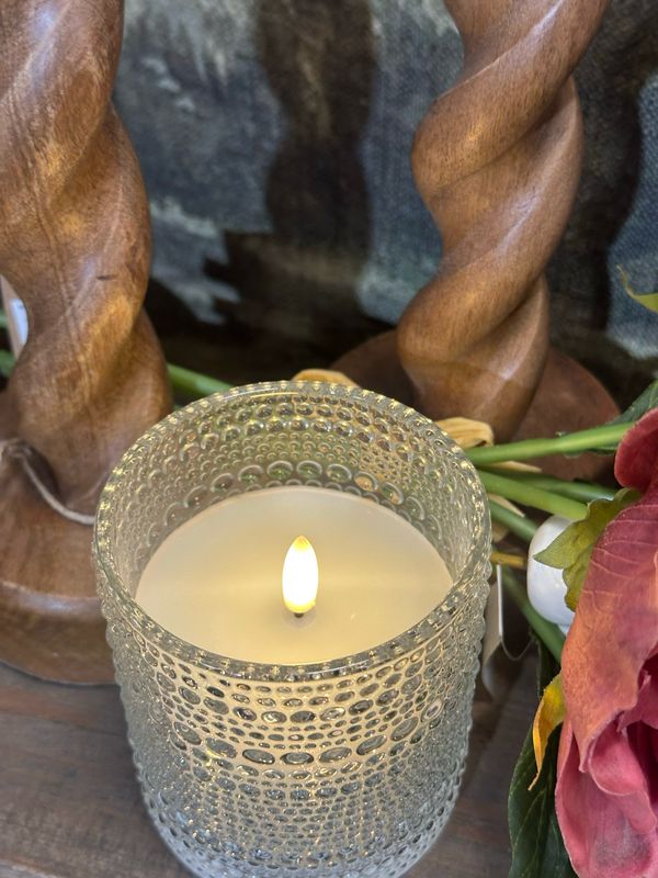 Pdg 5" LED Beaded Glass Candle