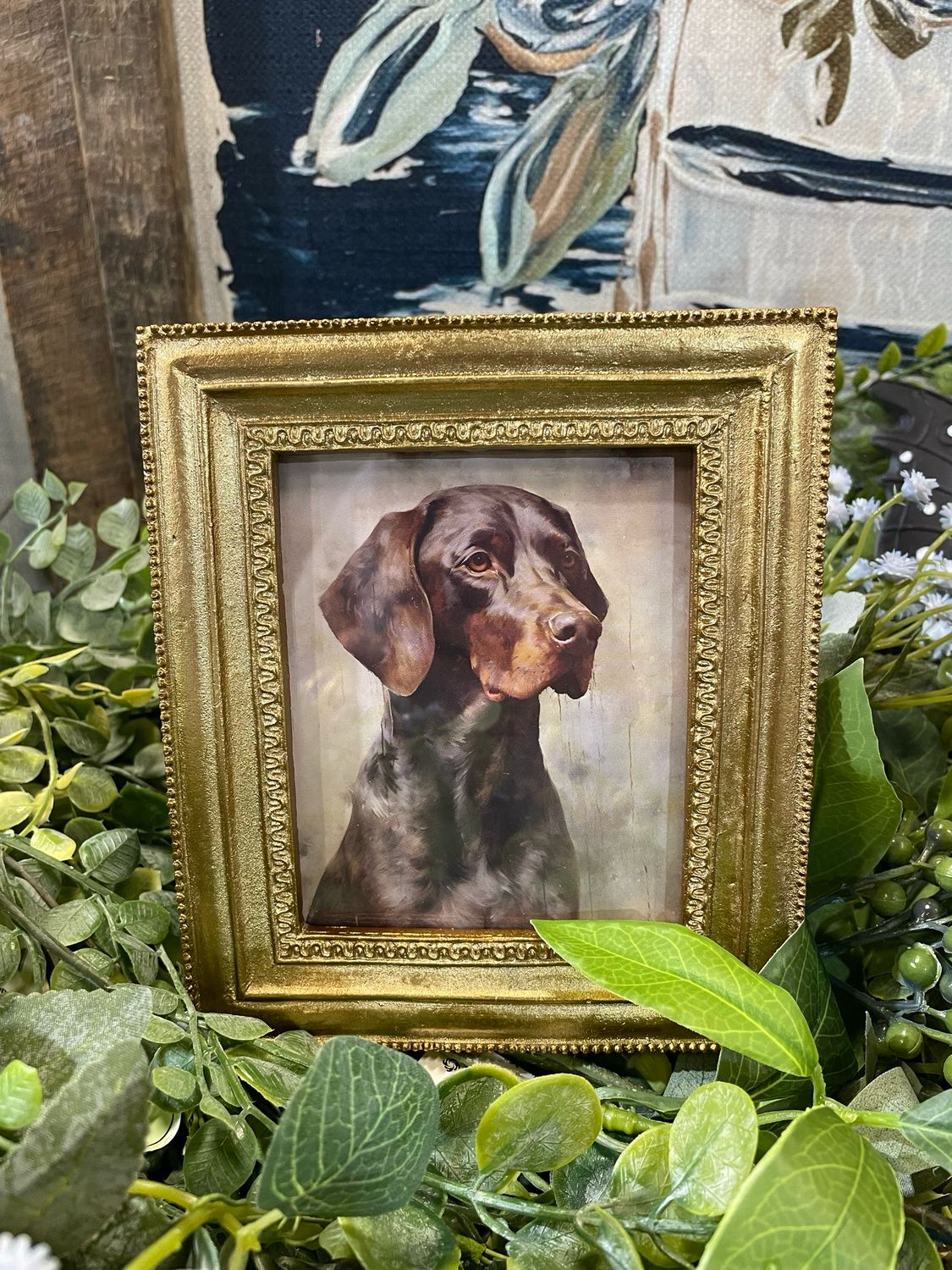 Raz 6" Choc Lab Vintage Bird Dog Frame