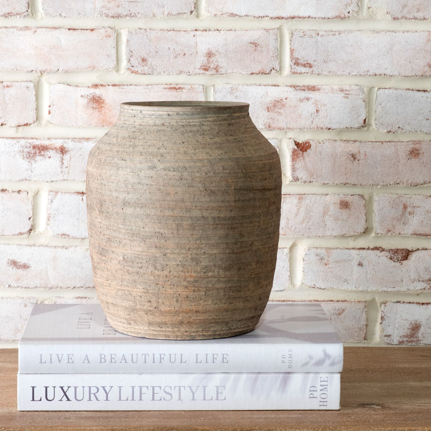 Pdg 9.6" Natural Stripe Ceramic Vase