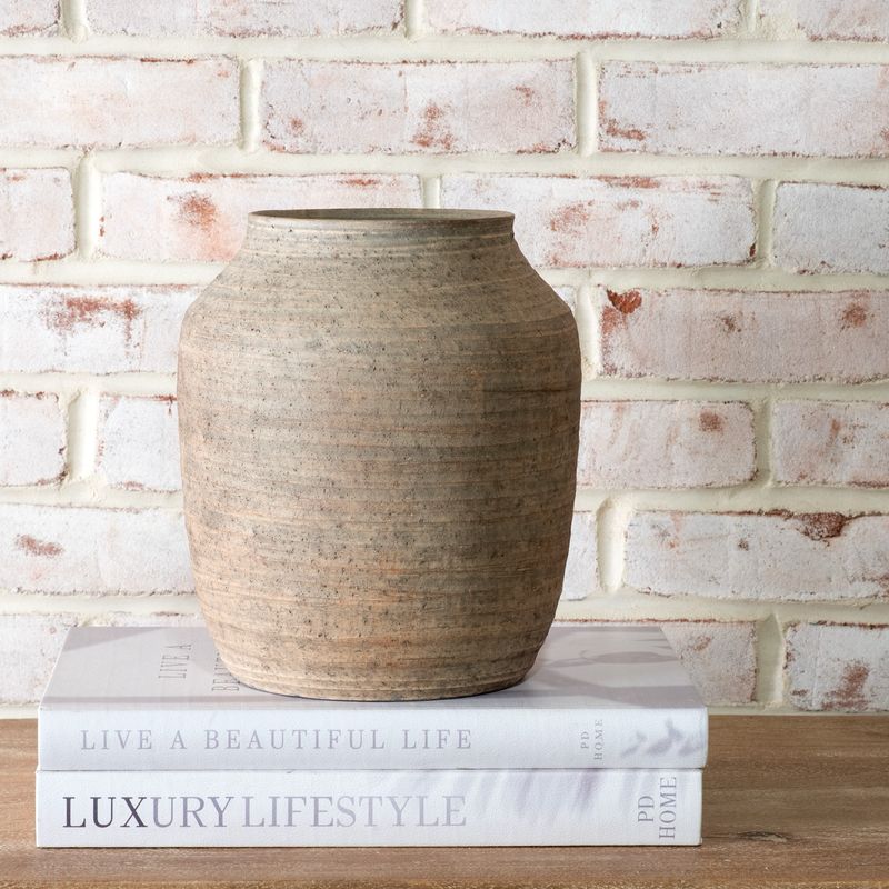 Pdg 9.6" Natural Stripe Ceramic Vase