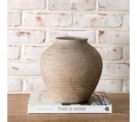 Pdg 8.8" Natural Stripe Ceramic Plum Vase
