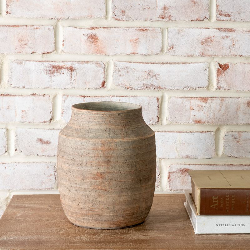 Pdg 8" Natural Stripe Ceramic Vase