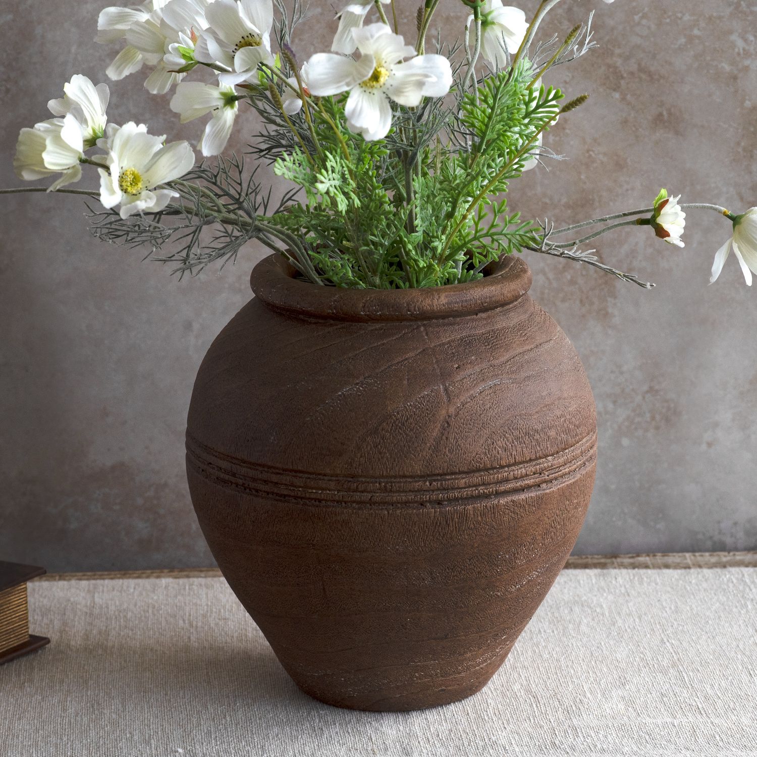 Pdg 10.5" Brown Cement Line Vase