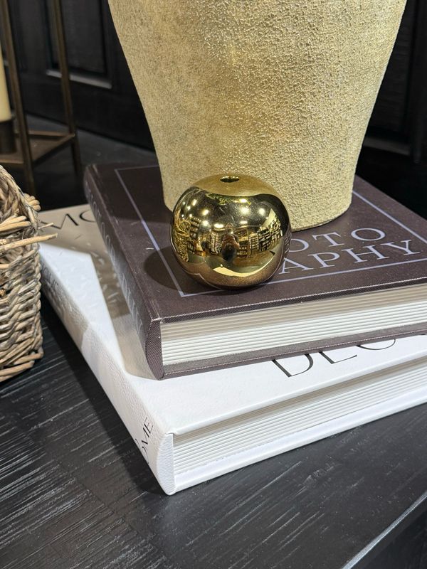 CCO Gold Ceramic Ball Candle Holder 2" H