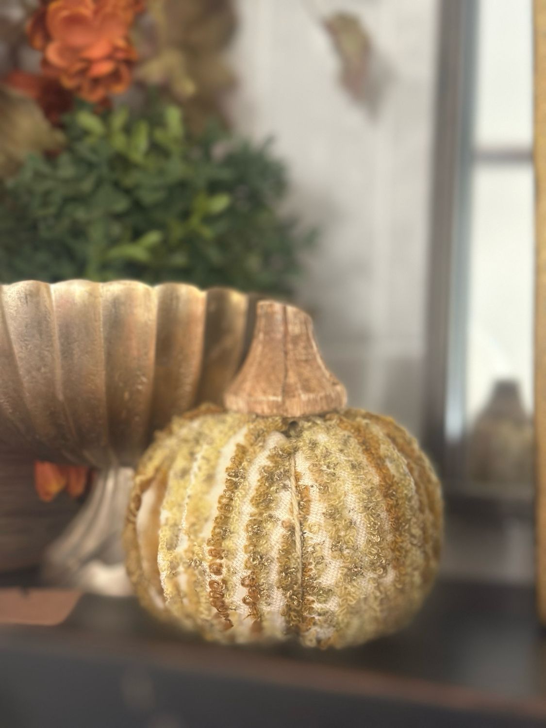 CCO Chenille &amp; Mango Wood Pumpkin 3 Styles