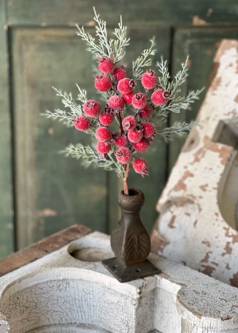 Lan 18" Icy Yule Berry Fir Pick