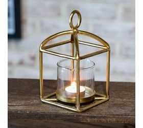 PDG 6.7" GOLD IRON LANTERN