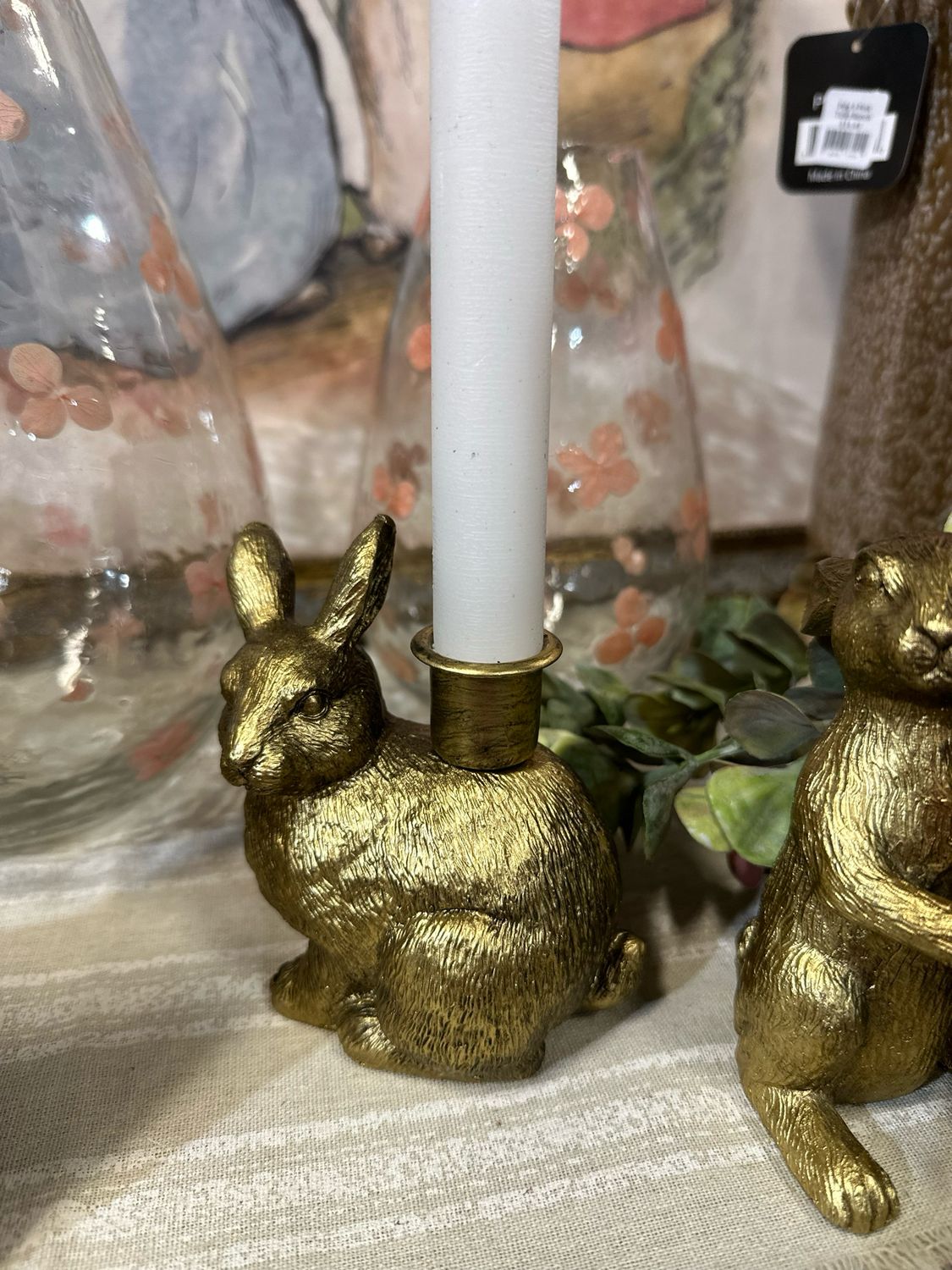 Aud Gold Bunny Taper Candle Holder 4.5"