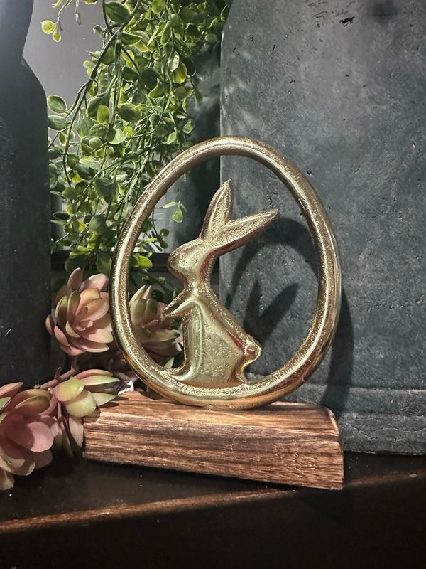 WTC Lg Golden Bunny Egg Stand 6.5"