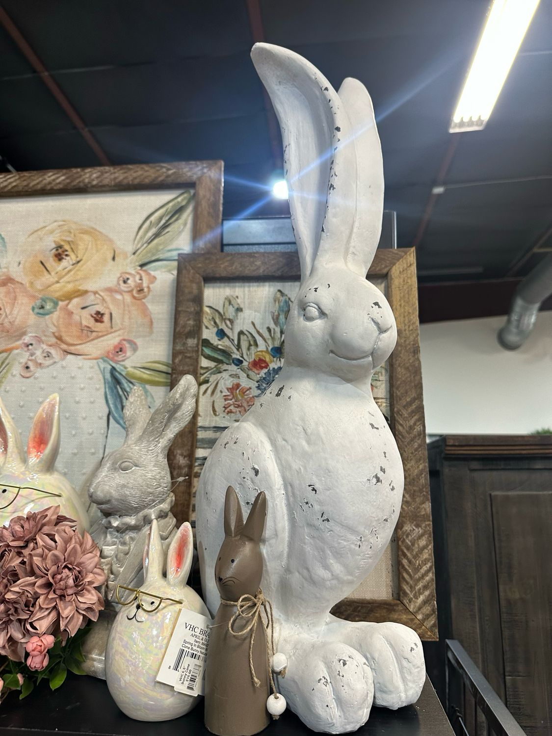 AB White Distressed Rabbit 8.5x6.5x24