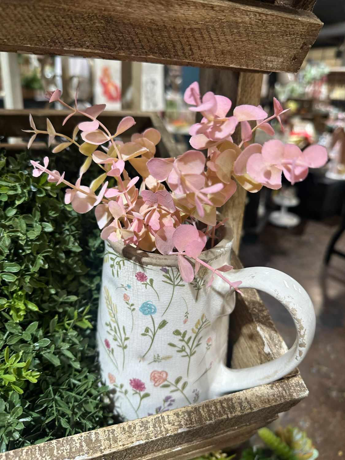 AB Colorful Flower Pitcher Vase 7.25"