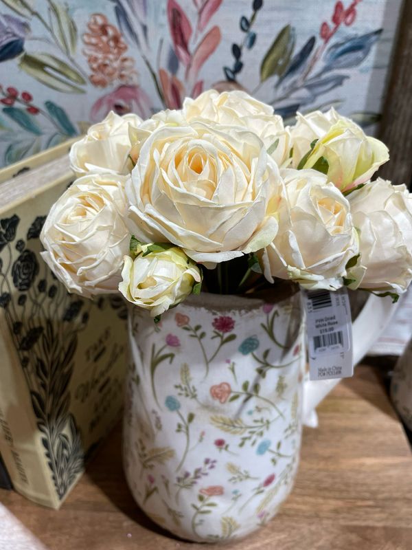 PVH Dried White Rose Bouquet 13"