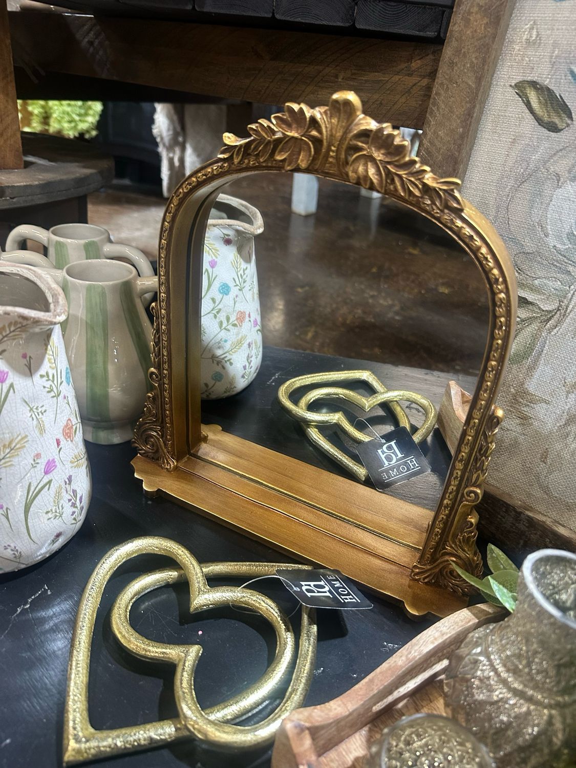 Pbk 12" Gold Tabletop Mirror