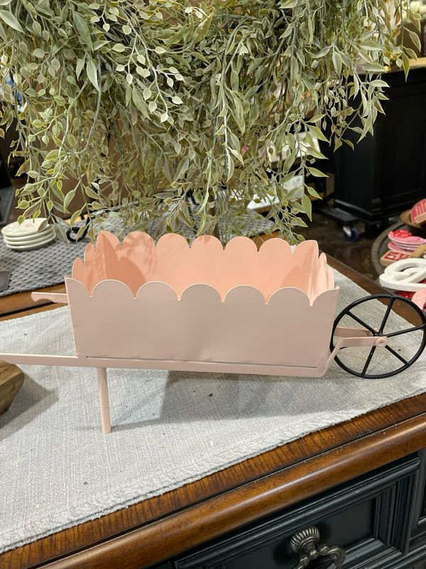 CwI Pink Metal Wheelbarrow 19x5