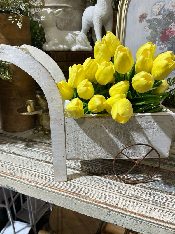 Col White Garden Cart Planter 14x12