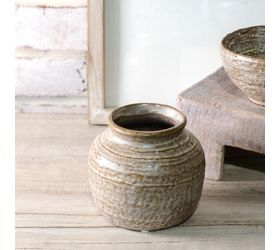 Pdg 4.5" Milky Beige Ceramic Vase